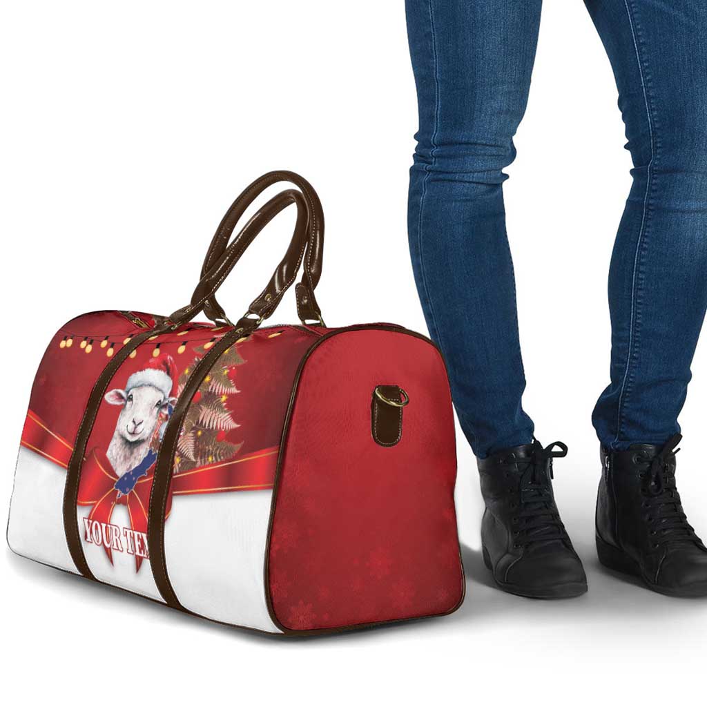 Personalized New Zealand Sheep Christmas Travel Bag Hipi Meri Kirihimete Silver Fern Xmas Tree - Polynesian Pride