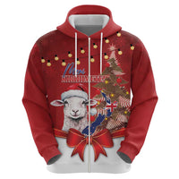 Personalized New Zealand Sheep Christmas Zip Hoodie Hipi Meri Kirihimete Silver Fern Xmas Tree - Polynesian Pride