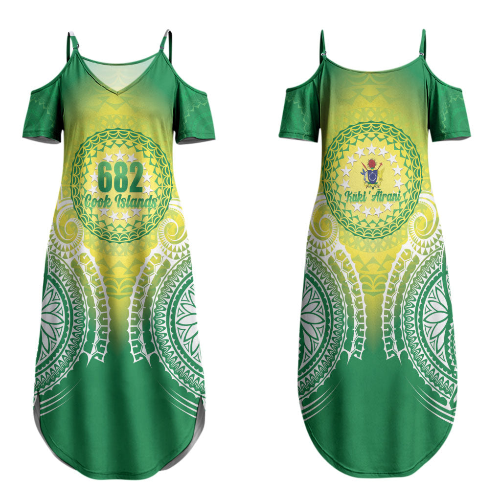 Cook Islands 682 Family Matching Summer Maxi Dress and Hawaiian Shirt Kuki 'Airani Area Code Proud