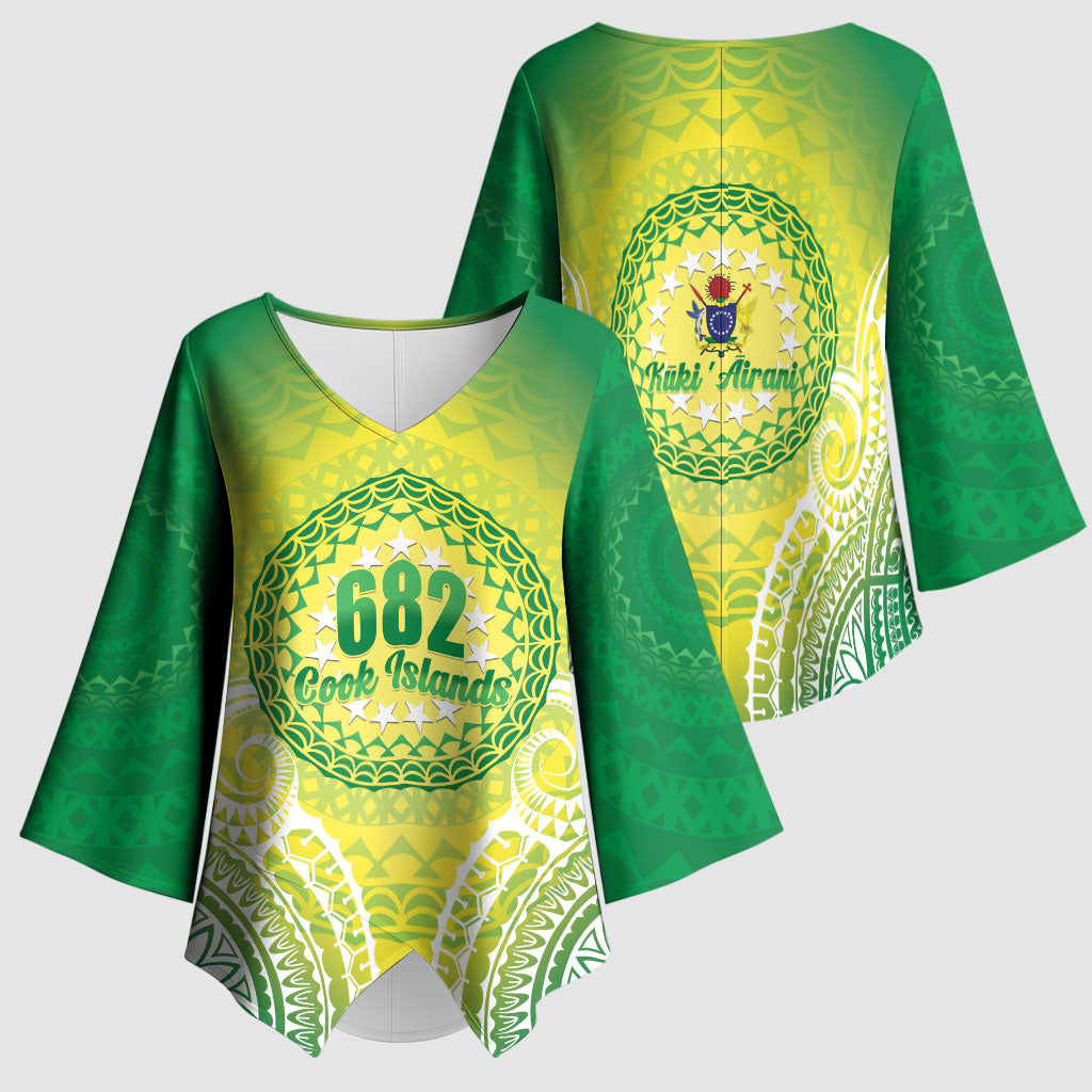 Cook Islands 682 Kimono Sleeve Blouse Kuki 'Airani Area Code Proud