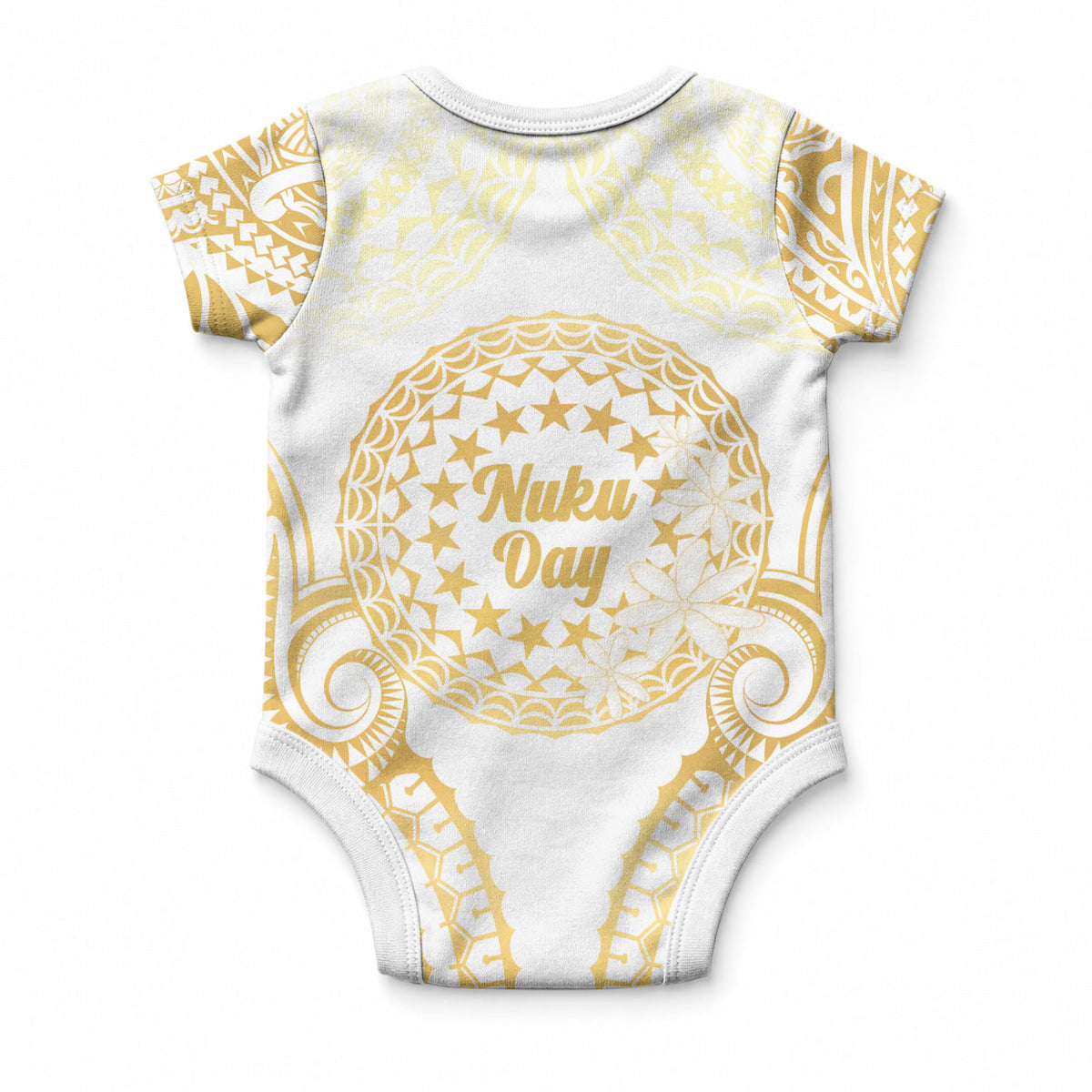 Cook Islands Gospel Day Baby Onesie Happy Nuku Day Tiare Maori Gold