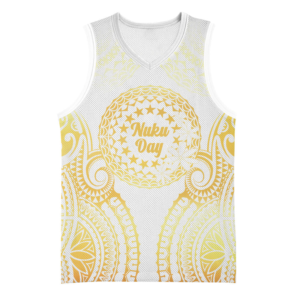 Cook Islands Gospel Day Basketball Jersey Happy Nuku Day Tiare Maori Gold LT14 Unisex Gold - Polynesian Pride