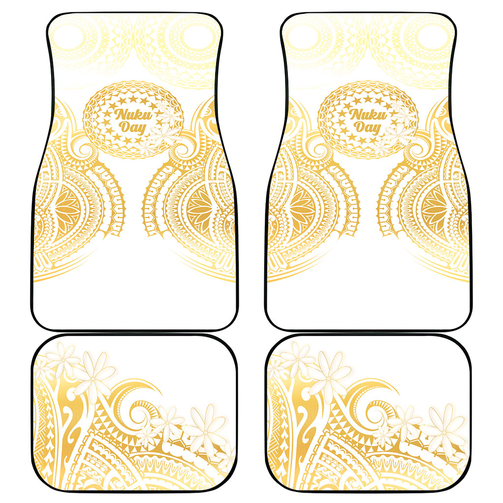 Cook Islands Gospel Day Car Mats Happy Nuku Day Tiare Maori Gold