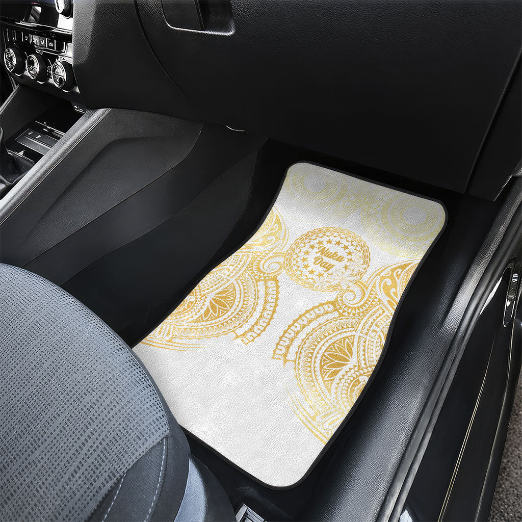 Cook Islands Gospel Day Car Mats Happy Nuku Day Tiare Maori Gold