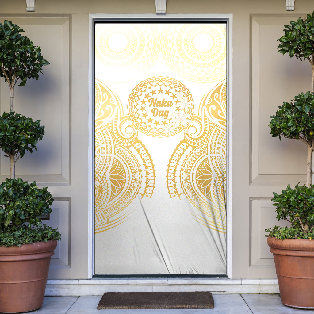 Cook Islands Gospel Day Door Cover Happy Nuku Day Tiare Maori Gold LT14 Gold - Polynesian Pride
