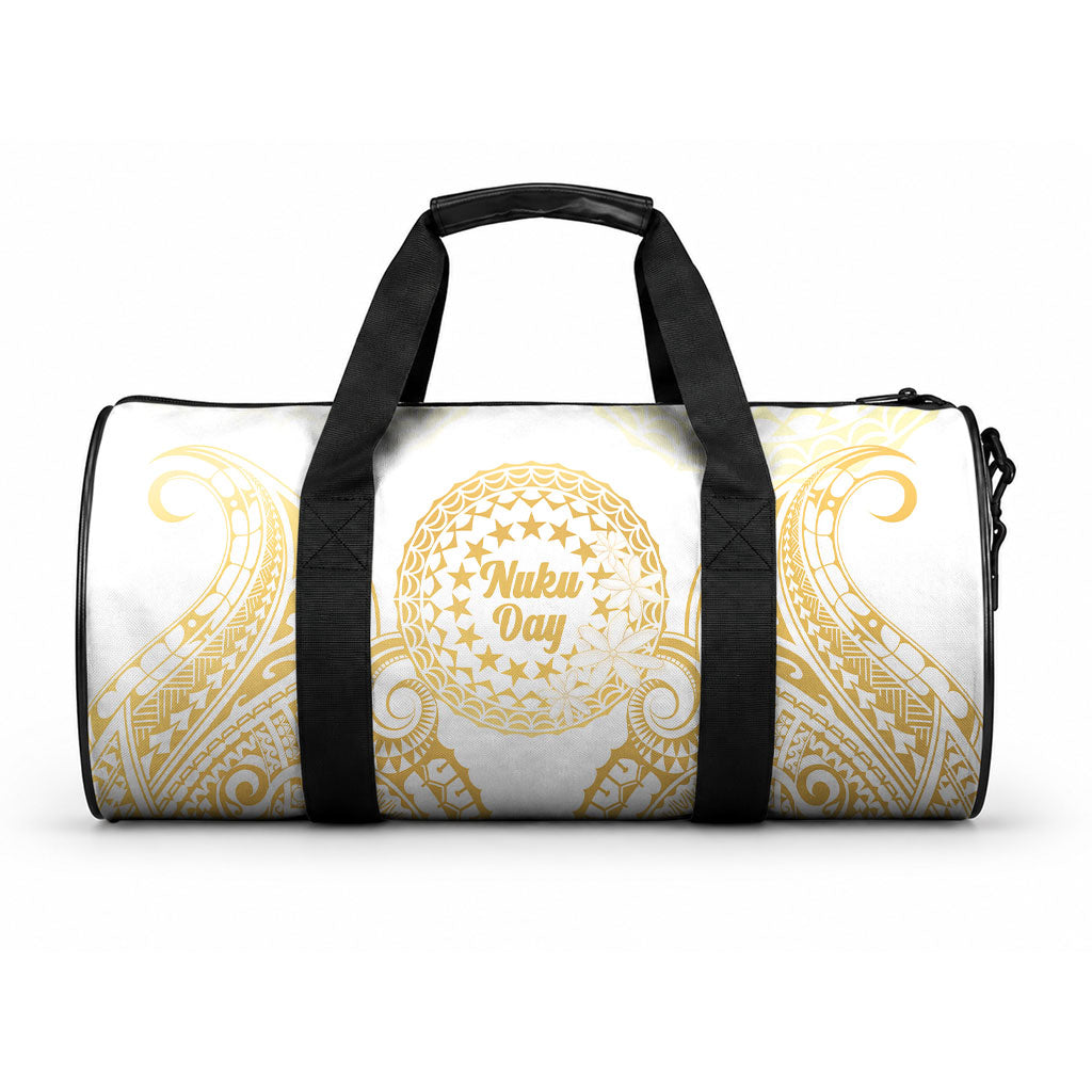 Cook Islands Gospel Day Duffle Bag Happy Nuku Day Tiare Maori Gold