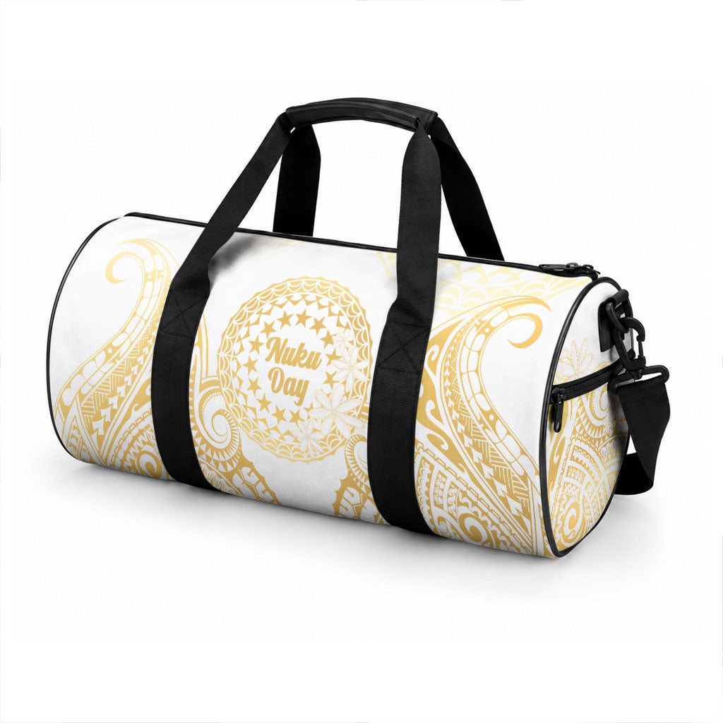 Cook Islands Gospel Day Duffle Bag Happy Nuku Day Tiare Maori Gold