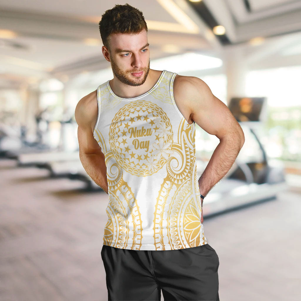 Cook Islands Gospel Day Men Tank Top Happy Nuku Day Tiare Maori Gold LT14 Gold - Polynesian Pride