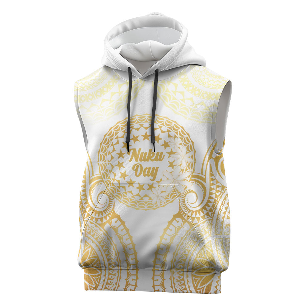 Cook Islands Gospel Day Sleeveless Hoodie Happy Nuku Day Tiare Maori Gold LT14 Gold - Polynesian Pride