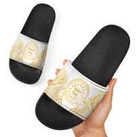 Cook Islands Gospel Day Slide Sandals Happy Nuku Day Tiare Maori Gold