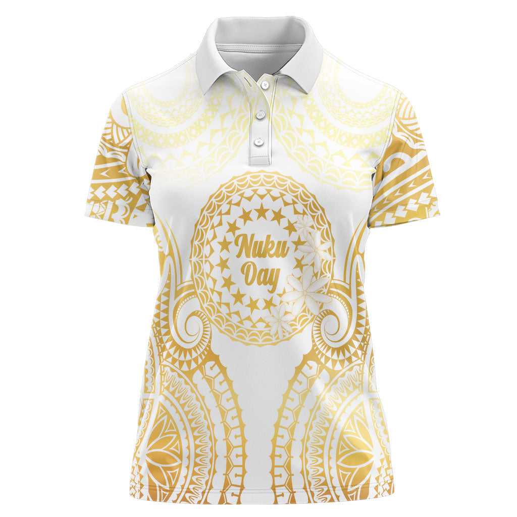 Cook Islands Gospel Day Women Polo Shirt Happy Nuku Day Tiare Maori Gold