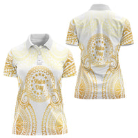 Cook Islands Gospel Day Women Polo Shirt Happy Nuku Day Tiare Maori Gold