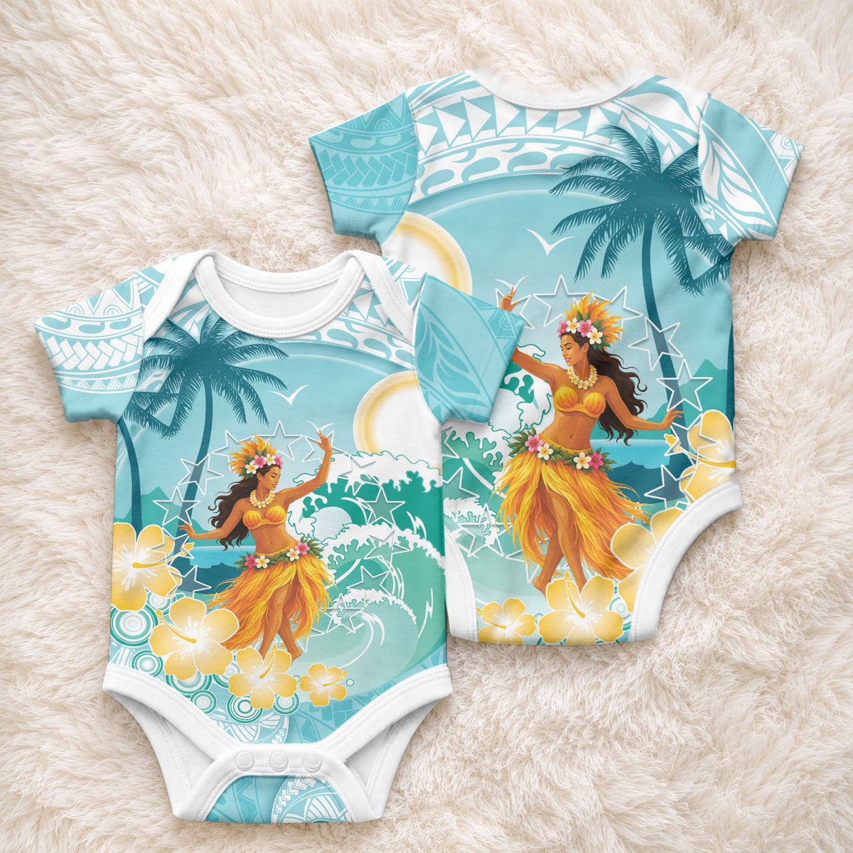Ura Cook Islands Baby Onesie Kuki 'Airani Traditional Dance Tropical Vibes