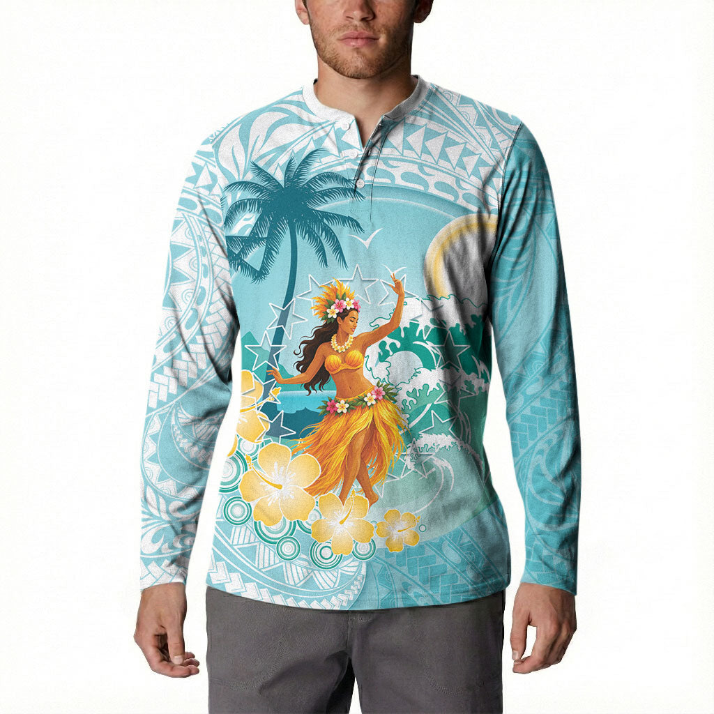 Ura Cook Islands Button Sweatshirt Kuki 'Airani Traditional Dance Tropical Vibes