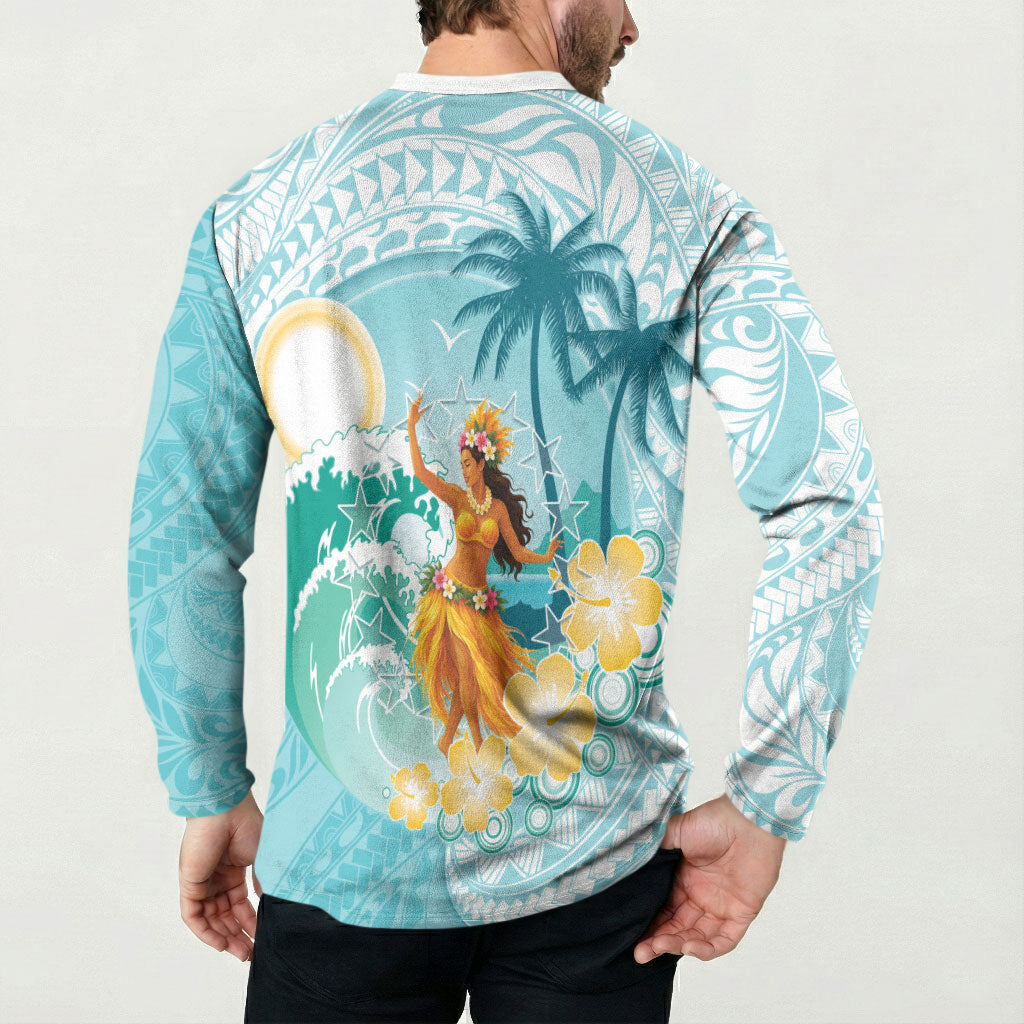 Ura Cook Islands Button Sweatshirt Kuki 'Airani Traditional Dance Tropical Vibes