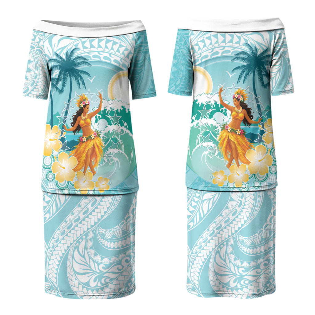 Ura Cook Islands Couples Matching Puletasi and Hawaiian Shirt Kuki 'Airani Traditional Dance Tropical Vibes