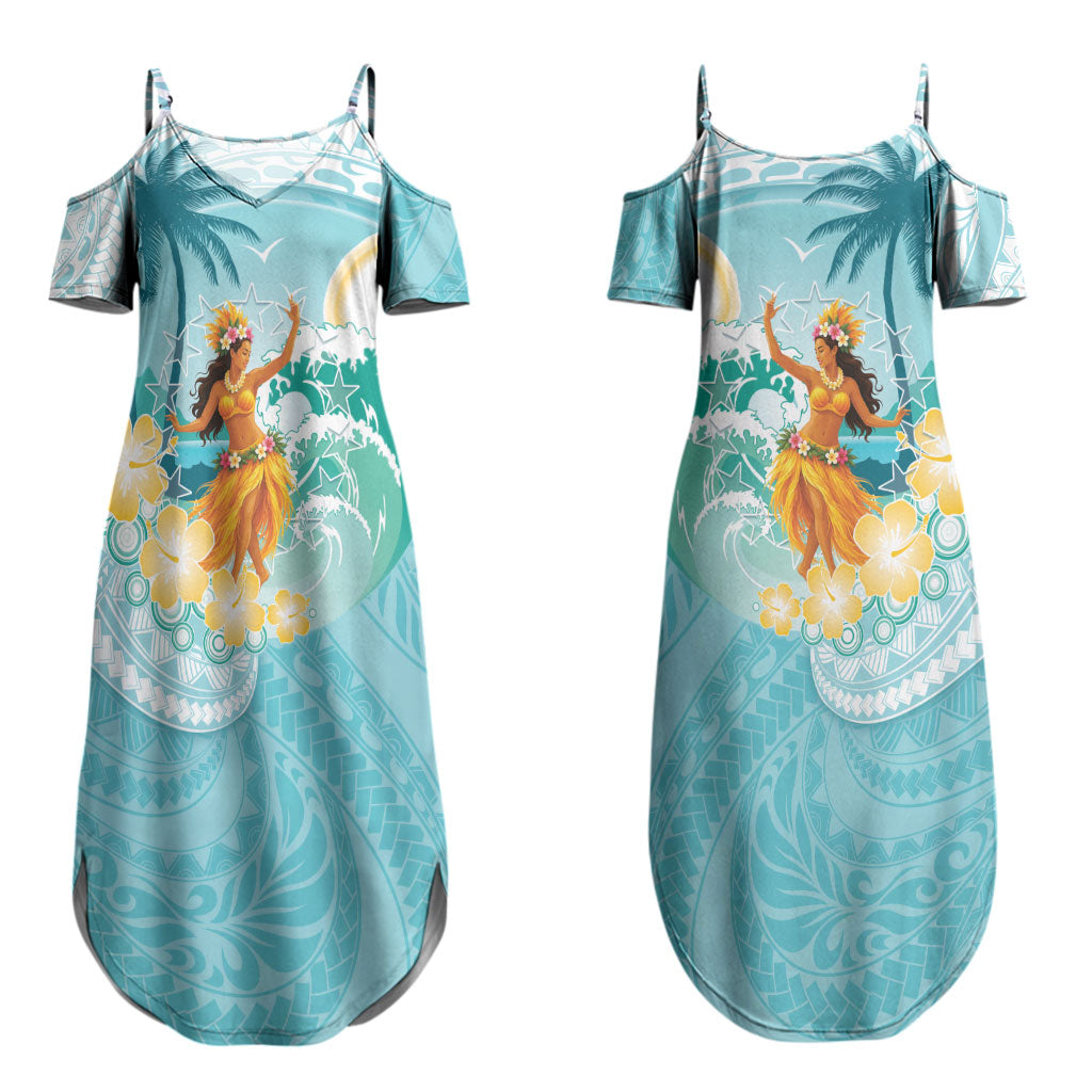 Ura Cook Islands Couples Matching Summer Maxi Dress and Long Sleeve Button Shirt Kuki 'Airani Traditional Dance Tropical Vibes