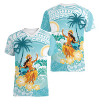 Ura Cook Islands Women V-Neck T-Shirt Kuki 'Airani Traditional Dance Tropical Vibes
