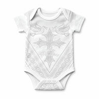 Peniamina Gospel Day Niue Baby Onesie Cross Dove Hiapo Pattern White