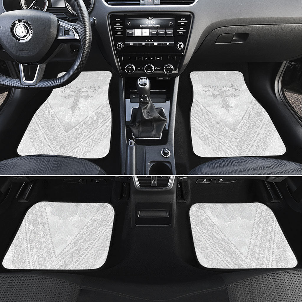Peniamina Gospel Day Niue Car Mats Cross Dove Hiapo Pattern White