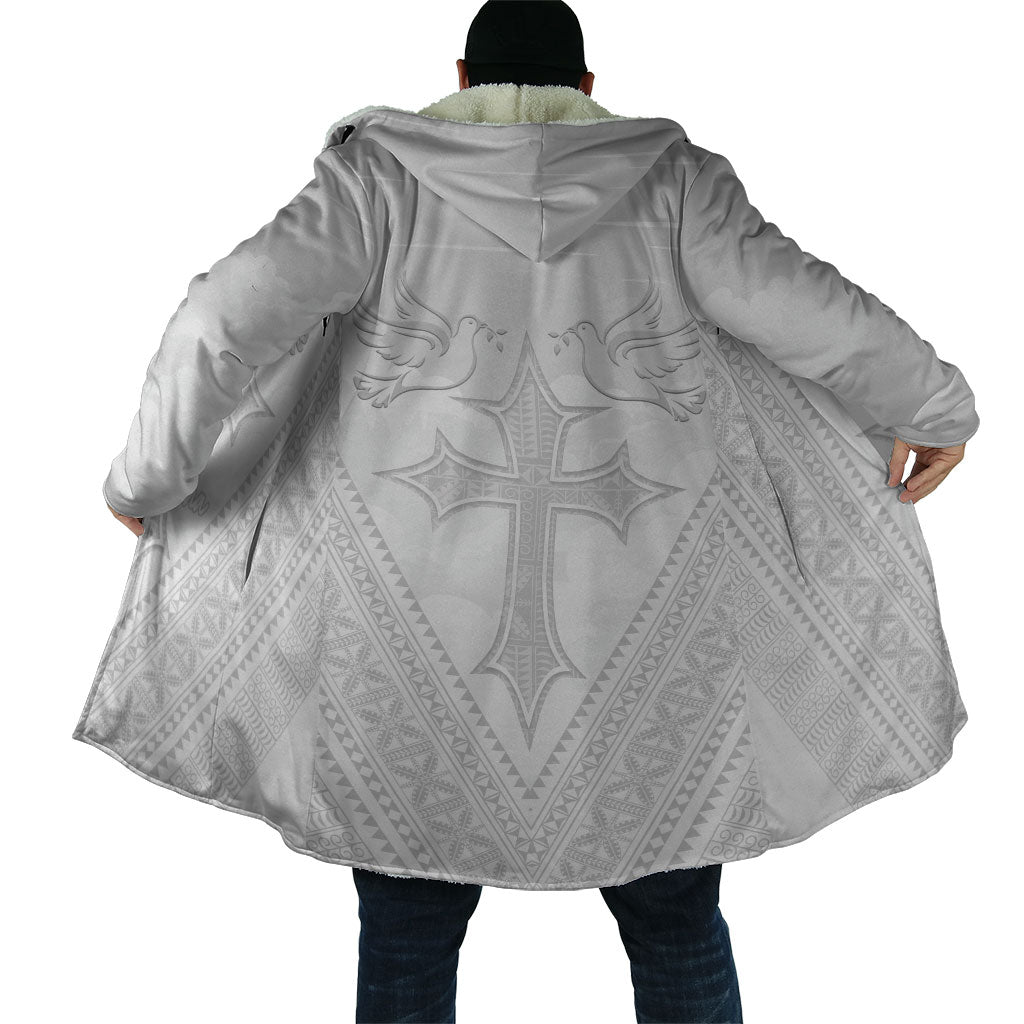 Peniamina Gospel Day Niue Cloak Cross Dove Hiapo Pattern White