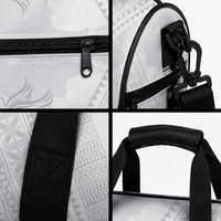Peniamina Gospel Day Niue Duffle Bag Cross Dove Hiapo Pattern White