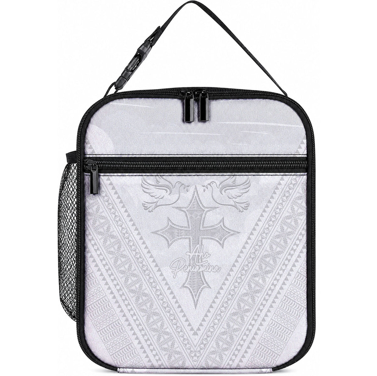 Peniamina Gospel Day Niue Lunch Bag Cross Dove Hiapo Pattern White