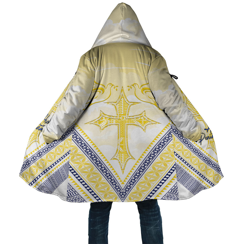 Peniamina Gospel Day Niue Cloak Cross Dove Hiapo Pattern Yellow