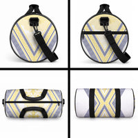 Peniamina Gospel Day Niue Duffle Bag Cross Dove Hiapo Pattern Yellow