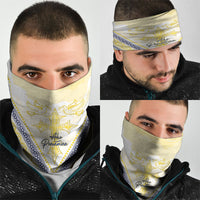 Peniamina Gospel Day Niue Neck Gaiter Cross Dove Hiapo Pattern Yellow