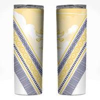 Peniamina Gospel Day Niue Skinny Tumbler Cross Dove Hiapo Pattern Yellow