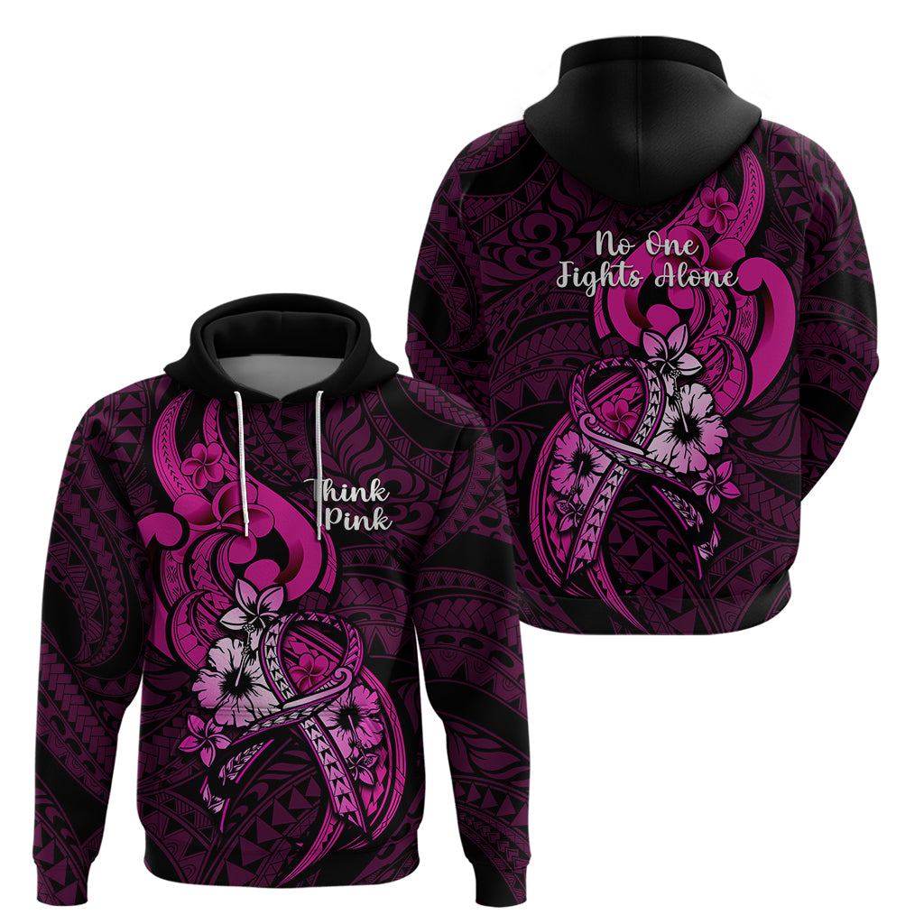 Polynesia Breast Cancer Awareness Hoodie Think Pink Polynesian Ribbon Black Version LT14 - Polynesian Pride