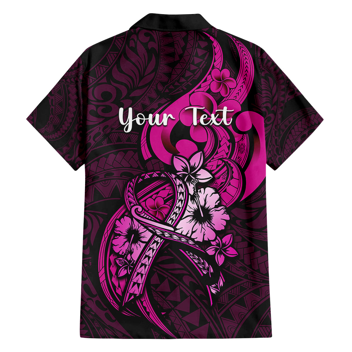 personalised-polynesia-breast-cancer-awareness-family-matching-long-sleeve-bodycon-dress-and-hawaiian-shirt-think-pink-polynesian-ribbon-black-version