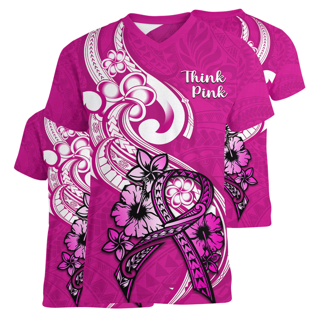 polynesia-breast-cancer-awareness-women-v-neck-t-shirt-think-pink-polynesian-ribbon-white-version