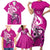 Personalised Polynesia Breast Cancer Awareness Family Matching Short Sleeve Bodycon Dress and Hawaiian Shirt Think Pink Polynesian Ribbon White Version LT14 - Polynesian Pride