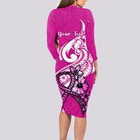 personalised-polynesia-breast-cancer-awareness-long-sleeve-bodycon-dress-think-pink-polynesian-ribbon-white-version
