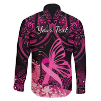 Presonalised Tonga Breast Cancer Awareness Family Matching Puletasi Dress and Hawaiian Shirt Pink Ribbon Brave Strong Warrior Tongan Ngatu Pattern LT14 - Polynesian Pride