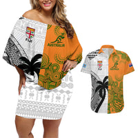 fiji-and-australia-rugby-couples-matching-off-shoulder-short-dress-and-hawaiian-shirt-2023-world-cup-aboriginal-mix-tapa-pattern