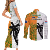 fiji-and-australia-rugby-couples-matching-short-sleeve-bodycon-dress-and-long-sleeve-button-shirts-2023-world-cup-aboriginal-mix-tapa-pattern