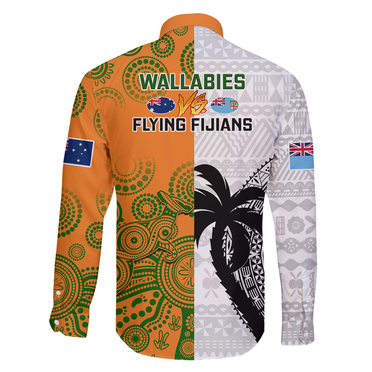 fiji-and-australia-rugby-family-matching-off-shoulder-long-sleeve-dress-and-hawaiian-shirt-2023-world-cup-aboriginal-mix-tapa-pattern