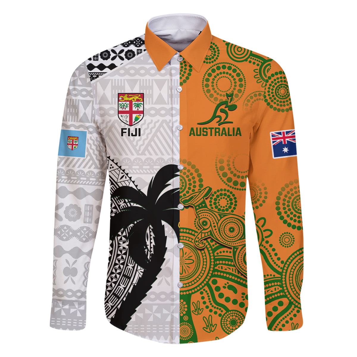 fiji-and-australia-rugby-family-matching-summer-maxi-dress-and-hawaiian-shirt-2023-world-cup-aboriginal-mix-tapa-pattern