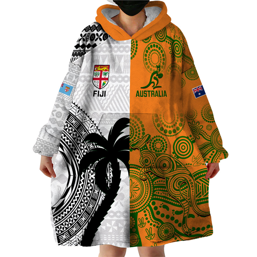 fiji-and-australia-rugby-wearable-blanket-hoodie-2023-world-cup-aboriginal-mix-tapa-pattern
