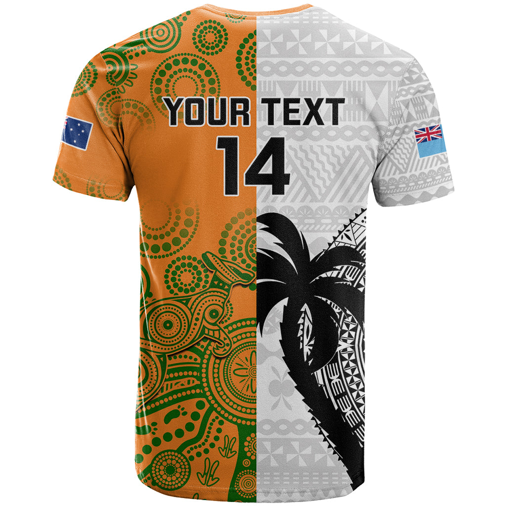 Custom Fiji And Australia Rugby T Shirt 2023 World Cup Aboriginal Mix Tapa Pattern LT14 - Polynesian Pride