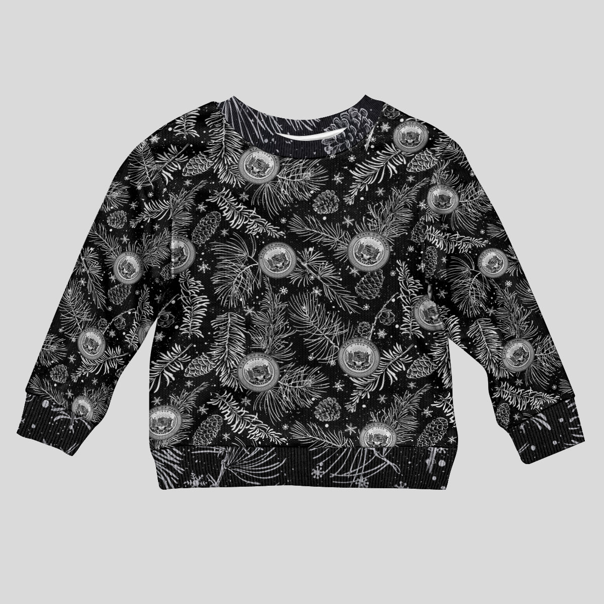 Hawaii Christmas Kid Ugly Christmas Sweater Tropical Style With Coat Of Arms LT14 Kid Black - Polynesian Pride