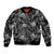 Hawaii Christmas Sleeve Zip Bomber Jacket Tropical Style With Coat Of Arms LT14 Unisex Black - Polynesian Pride