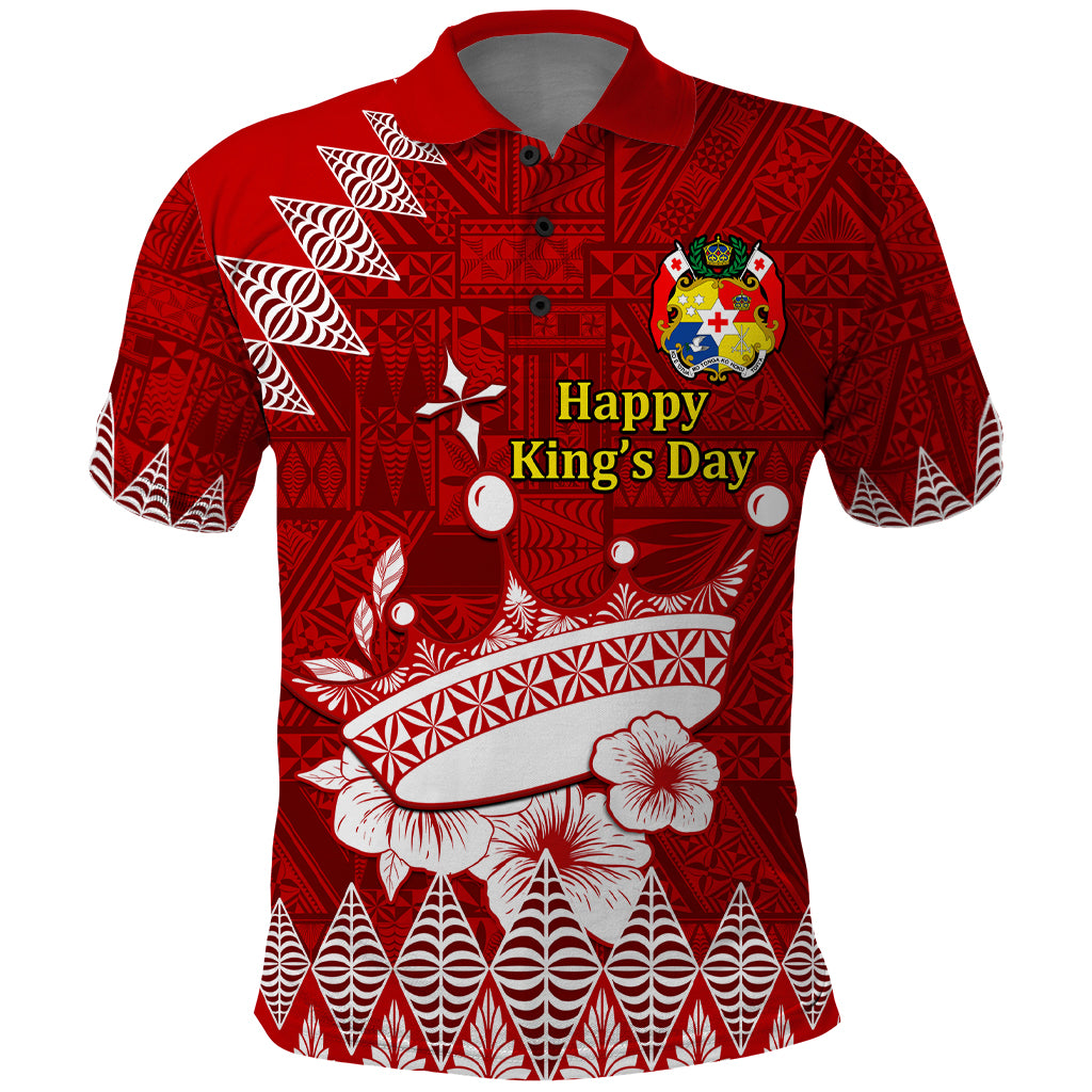 Personalised Tonga King Tupou I Day Polo Shirt Tongan Ngatu Pattern With Crown LT14 Red - Polynesian Pride