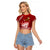 Personalised Tonga King Tupou I Day Raglan Cropped T Shirt Tongan Ngatu Pattern With Crown LT14 Female Red - Polynesian Pride