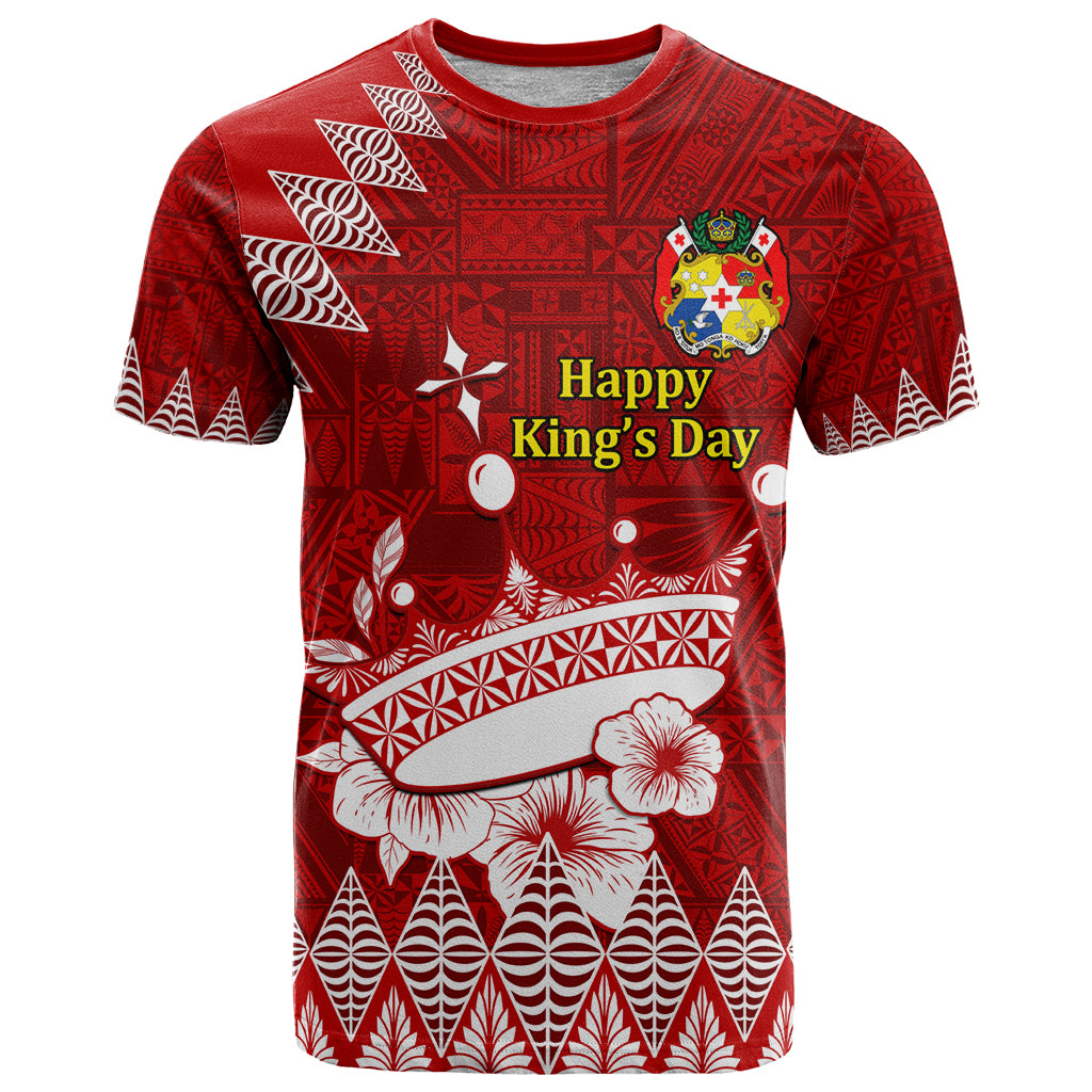 Personalised Tonga King Tupou I Day T Shirt Tongan Ngatu Pattern With Crown LT14 Red - Polynesian Pride