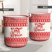 Red Mele Kalikimaka Hawaii Laundry Basket Funny Ho Ho Ho Santa Shaka - Polynesian Pride