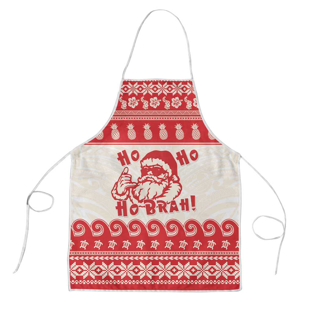 Red Mele Kalikimaka Hawaii Apron Funny Ho Ho Ho Santa Shaka - Polynesian Pride